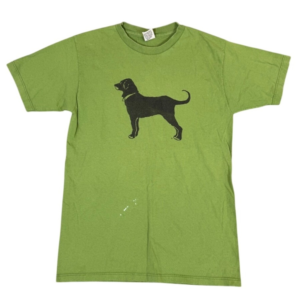 The Black Dog Graphic T-Shirt Mens Medium Green Cotton Made in USA Short Sleeve